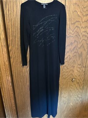 NWOT WOMENS SIZE 6 VINTAGE MADE IN CANADA BODY CON BLACK DRESS WITH SEQUINS